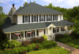 Stunning view of a beautiful roof on a large home